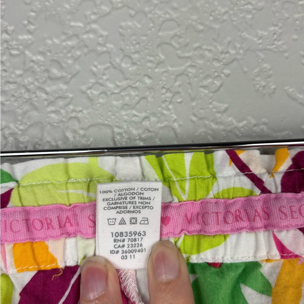 Victoria Secret Tropical Floral Print Large Pajama Ruffle Hem Pants 100% Cotton - Picture 5 of 10